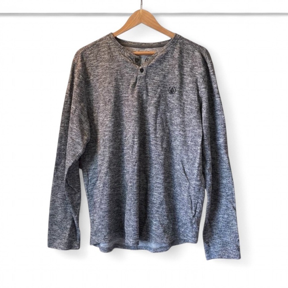 Volcom‎ Henley Shirt Long Sleeve Heather Gray Casual Top